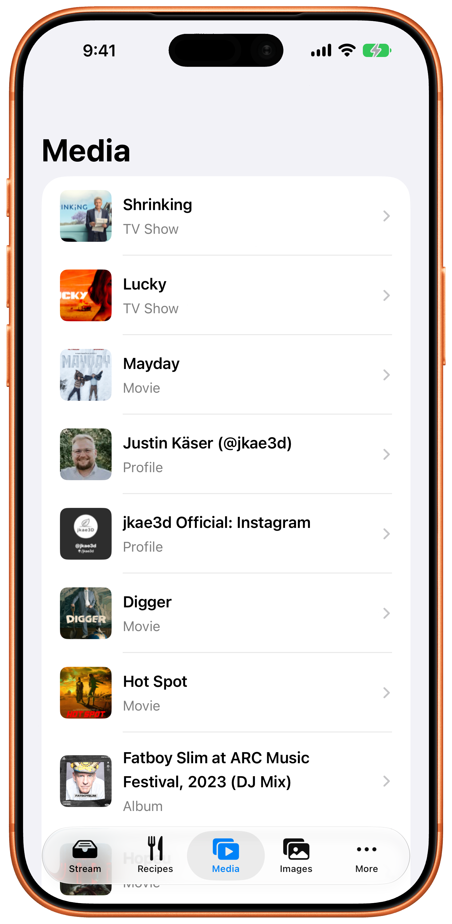 Screenshot: media